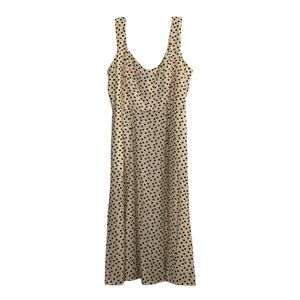 Cottagecore Black Polka Dot on Cream Ground Maxi Dress Size 14 Feminine